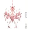 Plug in Chandeliers, 4-Light Pink Small Acrylic Crystal Hanging Ceiling