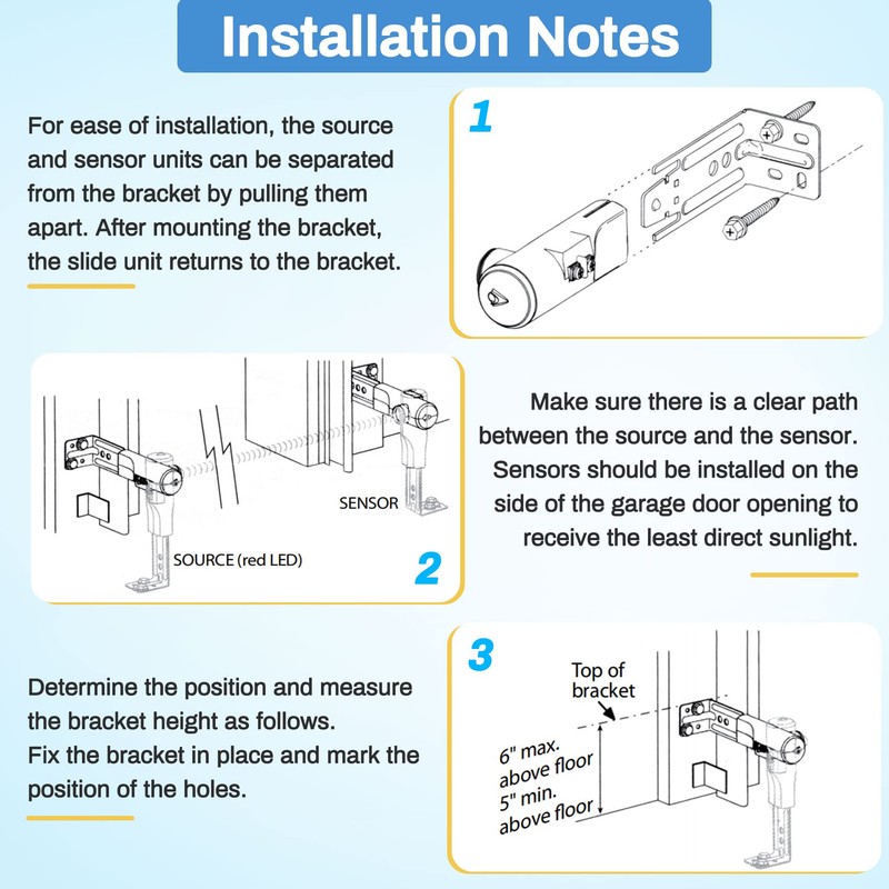 Garage Door Sensors for Genie/Overhead, Garage Door Sensor GSTB-R STB-BL