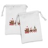 Ambesonne Christmas Fabric Pouch Set of 2, Train Gingerbread Cream