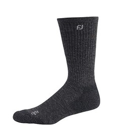 FootJoy Men's TechSof Tour Thermal Prior Generation Crew Socks, Heather Black, Fits Shoe Size 7-12