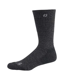 FootJoy Men's TechSof Tour Thermal Prior Generation Crew Socks, Heather Black, Fits Shoe Size 7-12
