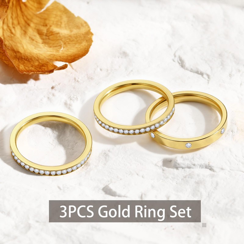 Emibele 3 Pack Gold Stackable Rings for Oura Ring 5/Oura