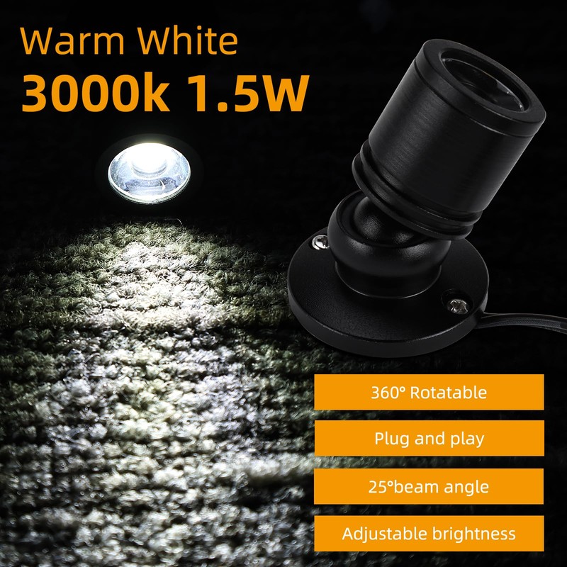 YaeCCC Dimmable LED Mini Spotlight Jewelry Showcase Display Lights Black