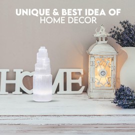 SALT 84 Selenite Crystal Tower 10cm Tall, Hand Crafted Moroccan Crystals Tower Stone for Healing & Meditation, Ideal for Gift & Home Decor, Pack of 3