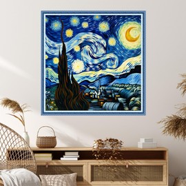 Lovxvouy Cross Stitch Stamped Kits pre-Printed Cross-Stitching 11CT Full Range of Embroidery Starter Kits for Beginners DIY Cross Stitch Kits for Adults Needlepoint Kits-VanGogh's starrysky 18x18 inch