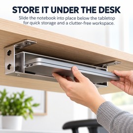 Under-Desk Laptop Holder for Storage – Screw-Mount Bracket Set for Home Office Desk Organization