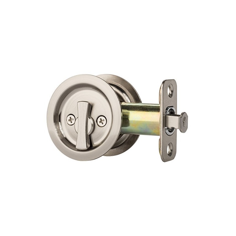 Dynasty Hardware Pocket Door Latch, Round Sliding Handle for Bathroom
