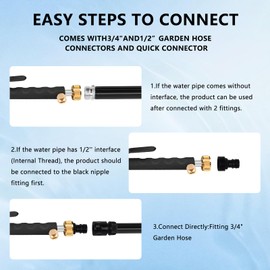 Jet Nozzle Hose Nozzle, New Jet Nozzle Power Washer for Garden Hose, 2-in-1 Jet Nozzle Power Washer for House, Hydro Jet High Pressure Washer Tools with Quick Connectors - 18 Inch(Black)