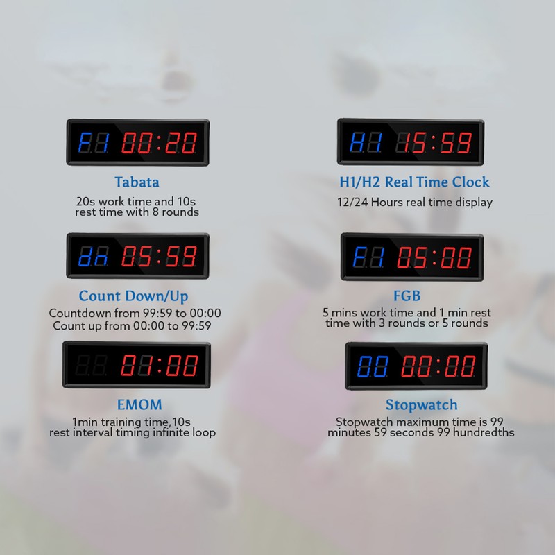 Interval Timer 1.5in LED Digital Display Count Down/Up Clock with