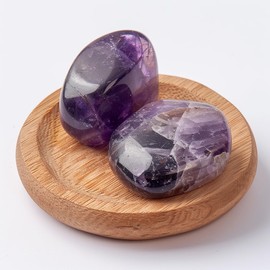 SigMntun Polished Amethyst Crystal Stones - 2 Pieces of 1.2-Inch Super Large Handpicked Natural Tumbled Gemstones for Reiki, Chakra Healing, and Home Decor