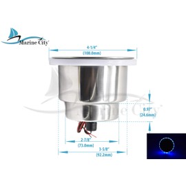MARINE CITY Blue LED Light Ring Stainless-Steel Cup Drink Holder with Drain (4 Pcs)