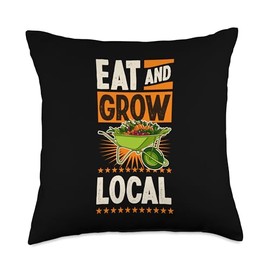 Eat And Grow Local Wheelbarrow of Garden Vegetables Throw Pillow
