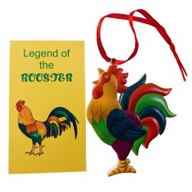 Legend of The Rooster Ornament Set Hanging Christmas Tree Decoration with Story Card Pack