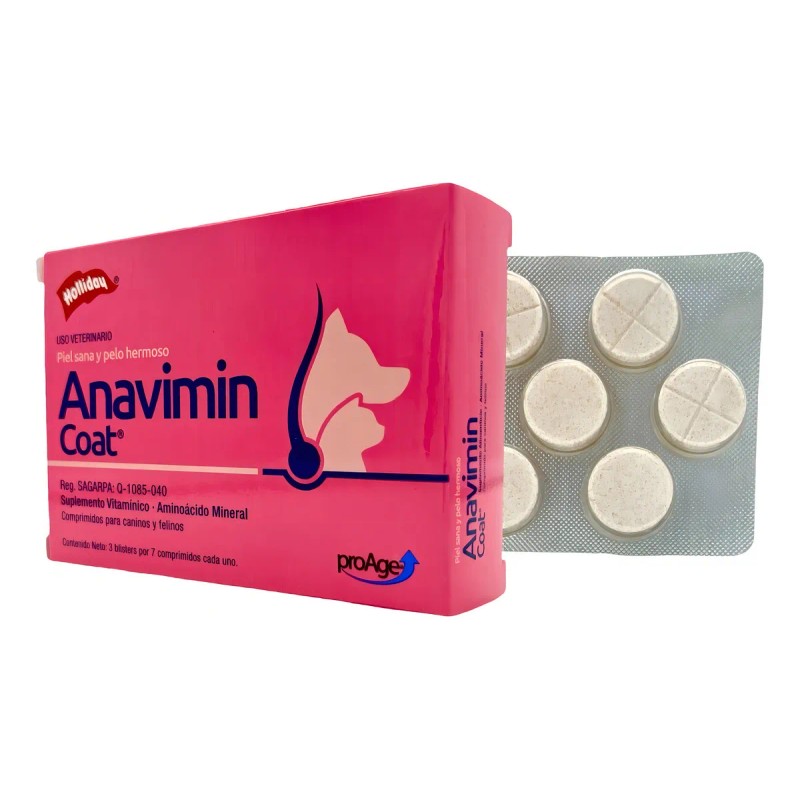 Holliday Anavimin Coat 21 Tabs. Piel Sana Y Pelo Hermoso