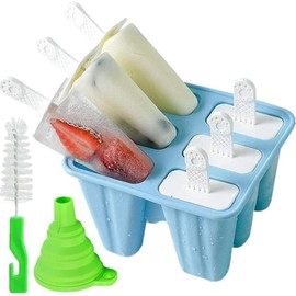 Popsicle Mould，Popsicle Maker Popsicle Molds 6 Pieces Silicone Ice Pop Molds BPA Free Popsicle Mold Reusable Easy Release Ice Pop Make (6 Cavities) - Color: Red
