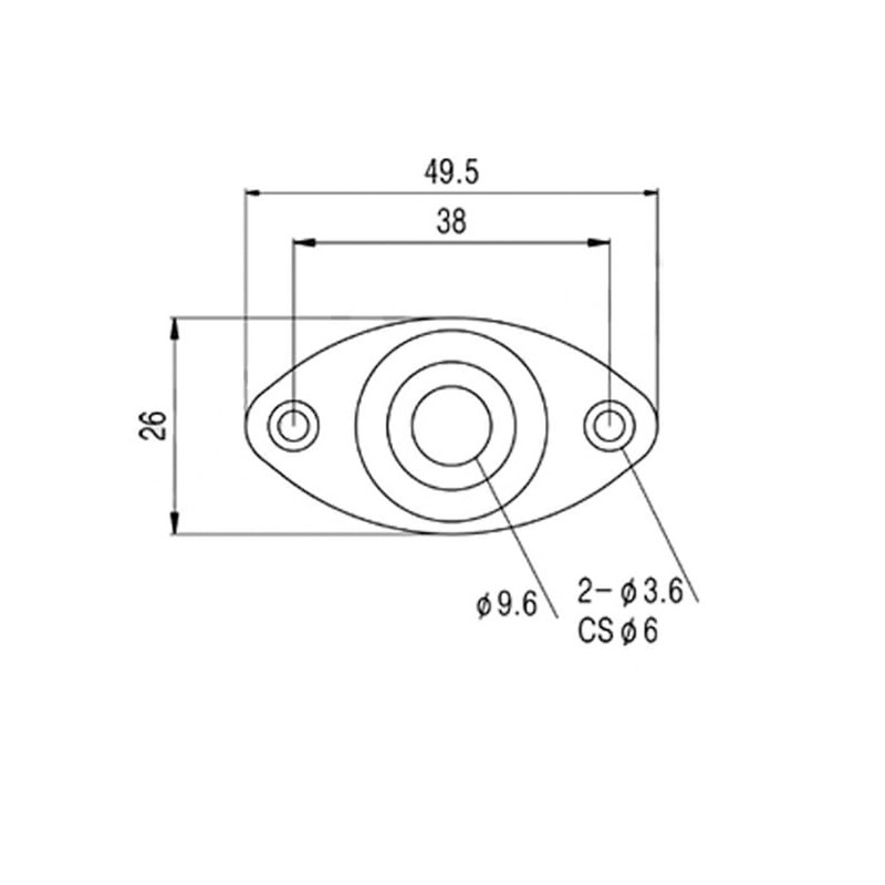 Guitar Anatomy Oval Jack Plate Universal - Chrome