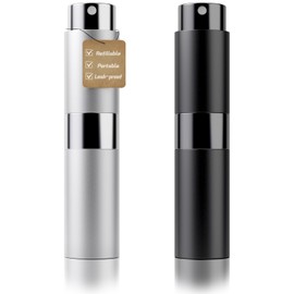 YIKIBOX 8ml Travel Perfume Atomizer Bottles Refillable – Mini Perfume Spray Bottles with Leak-Proof Design, Refillable Cologne Atomizer for Travel, Purse, Pocket(Black, Silver)