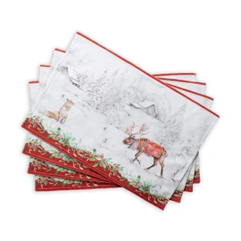 Maison d' Hermine Fabric Placemat, 100% Cotton Set of 4, 33cm x 48cm Decorative Washable Placemat, Easter Table Placemat for Dining, Kitchen, Parties, Christmas Tradition - Thanksgiving/Christmas
