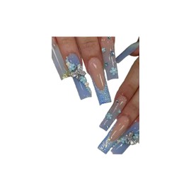 Faviana Rejoice 24pcs Long-Lasting Press-On Nails – Elegant Designs in Floral, Gradient & Glitter – Reusable Full Cover False Nails for Women