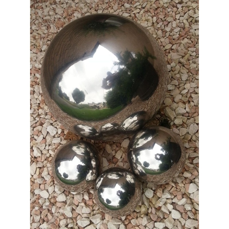 garten-wohnambiente Set of 3 Decorative Polished Stainless Steel Spheres, 15/10/5