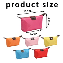 Vyooxcy Set of 6 Waterproof Nylon Cosmetic Pouch for Women – Foldable Dumpling Shaped Makeup Bag for Travel and Storage