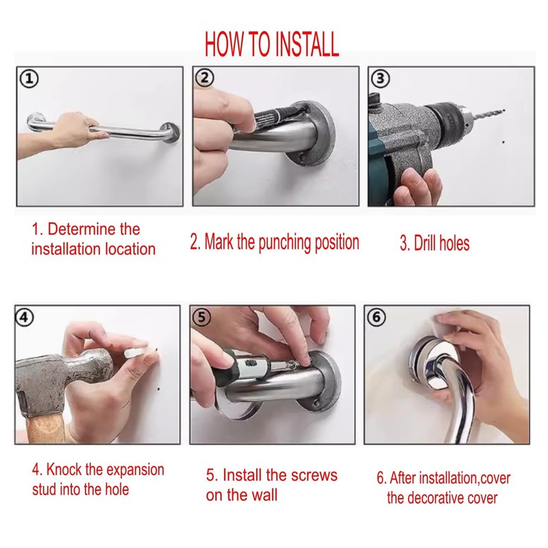 JZK Bathroom Safety Railing Grab Bar for Elderly, Shower Handrail