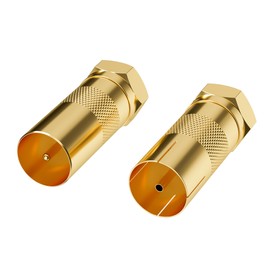 Mygatti Set of 2 Antenna Adapters Gold-Plated 1 x F-Connector to Antenna Plug IEC and 1 x F-Connector to Antenna Socket IEC High Quality Adapter Set for Coaxial Antenna Connector Coupling