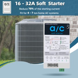 Soft Start Kit for Home Air Conditioner 16-32A, Ac Soft Start Kit for 4-7 Ton Ac Unit Fit for Hvac, Generators, Utility Power, Easy Diy Install Reduces Start-Up Current By 70%, 230v