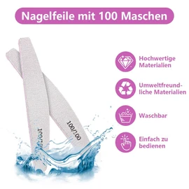 Funalix Nagelfeilen, 12 Stück doppelseitige Schmirgelbretter Nagelfeilen, Nagelstyling-Werkzeuge, waschbares Nagelfeilen-Set, Nagelpolierer, für Zuhause, Salon und Haustiere (Violett 100/100)