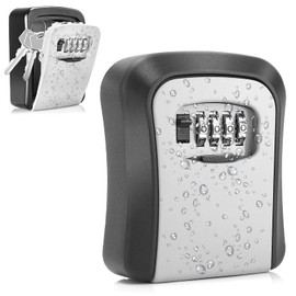 Vakrny Caja de Seguridad para Llaves，Caja de Almacenamiento de Llaves Montada en la Pared，Rueda de Código de 4 Dígitos，Daño Impermeable y Violento，Fácil de Usar e Instalar