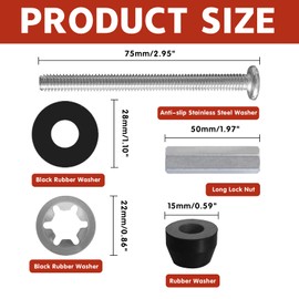 2Pcs Toilet Seat Screws, Updated Heavy Duty Toilet Seat Bolts, Stainless Steel Toilet Seat Screws Replacement Kit with Nuts and Washers, Universal Toilet Bolts for Top Mount Toilet Seat Hinge