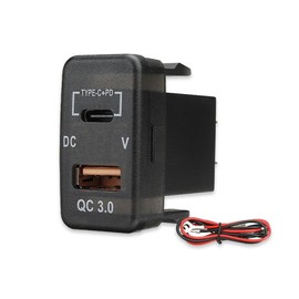 Car USB Charger Socket, 12V 24V Dual USB Port Output PD3.0 & QC3.0 Type-C Quick Charger with Voltmeter, Compatible with Tundra 4Runner FJ Cruiser Fortuner Hilux Tacoma Highlander Prado