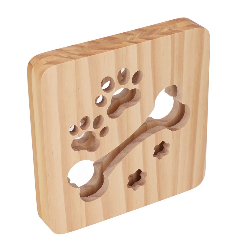 3D Night Lamp Bone Paw Print Pattern Hollow Design Wooden