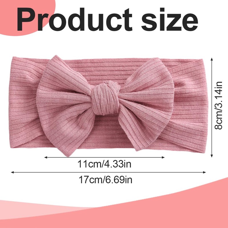 SGERUFZ Baby Girls' Headbands, Stretchy Knitted Bow with Wide Edge,