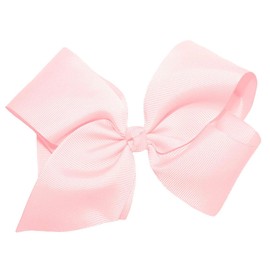 WD2U Girls Large 6" Grosgrain Knotted Hair Bow French Clip Barrette Light Pink
