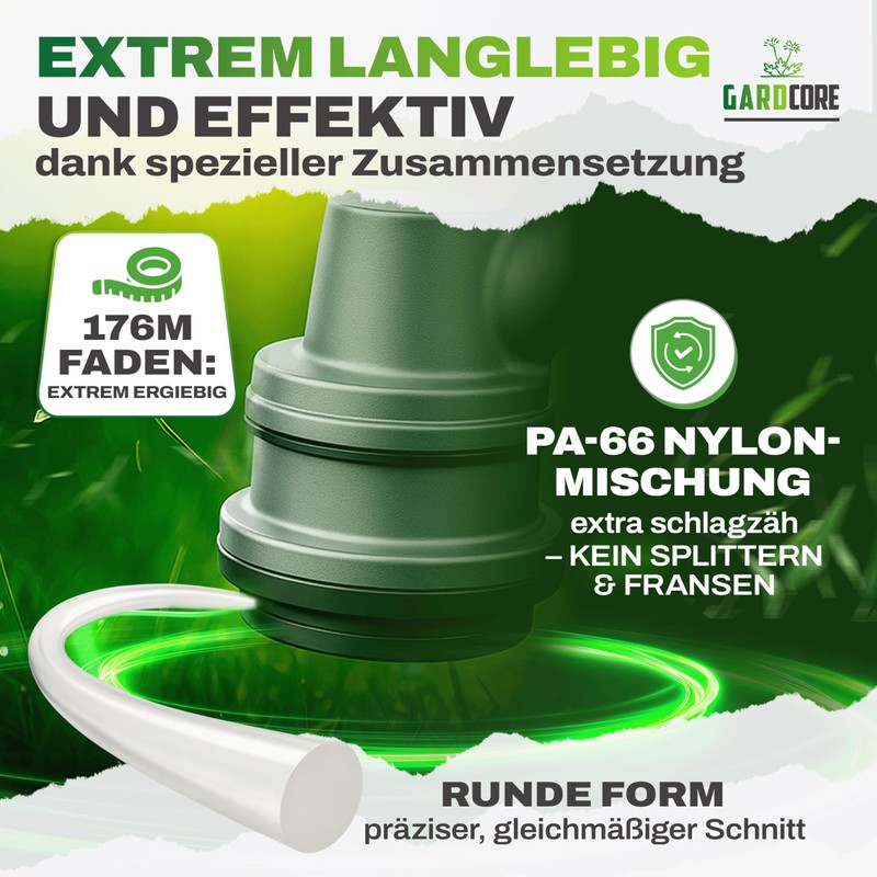 GARDCORE® Nylstrong Trimmerfaden [4mm | 31M] Mähfaden für Freischneider &