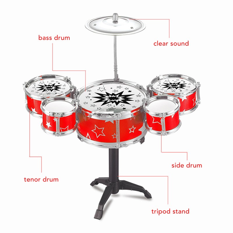 Toddler Jazz Drum Kit Hand Eye Coordination High Safety Sturdy