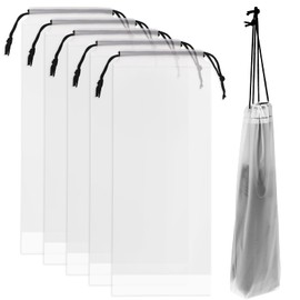 Mozeat Lens 6 Pcs Umbrella Bags Wet Umbrella Cases Clear Umbrella Cover Wet Umbrella Bags Folding Umbrella Storage Bag Waterproof Travel Umbrellas Sleeves with Drawstring