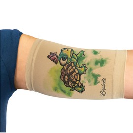 Linphelle PICC line Microfibre Coverpicc, Arm Catheter Masking Tape Made of Breathable Design Fabric, Arm Sleeve Ideal for PICCs, Blood Glucose Monitor and Tattoo Cover, Turtle, Size XL