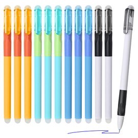 Temiary 12Pcs Erasable Gel Pens, Blue Ink Pen with Eraser, Quick Dry, Smooth Writhing Comfortable to Use for Taking Marking Planner Crossword Puzzles (Blue)