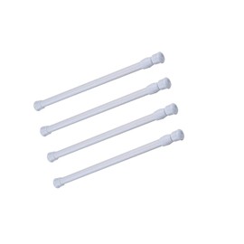 qinsou Cupboard Bars Tension Rods,4 Pack Spring Tensions Rods Steel Adjustable Tension Curtain Rod Shower Rod Closet Rod Window Rods (White, 11.8-20 Inches)