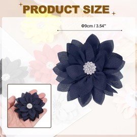 PATIKIL Elegant Flower Brooch Pin for Women, Fabric Flower Floral Crystal Brooch Lapel Pin for Wedding Party Gift Suit Clothes Hat Dress Coat Accessories, Dark Blue