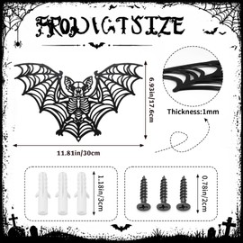 Frienda Halloween Gothic Wall Decor Metal Bat Skeleton, 11.8x6.9''