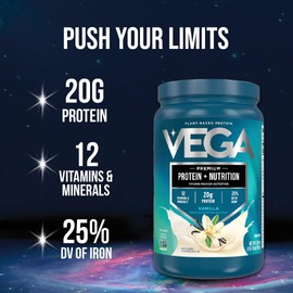 Vega Protein + Nutrition - 20g Plant-Based Pea Protein, Chocolate, 30 Servings, Vegan Keto Superfood, Antioxidant-Rich, Gluten Free, Dairy Free, Low Carb, 2.4lbs (Packaging May Vary)