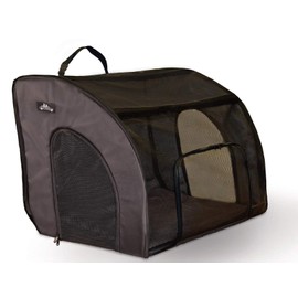 Soft Pet Travel Car Seat Crate for Large Size Dog or Cat - Folds Flat - Storage Bag Included - Black Color - Portable with Case