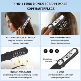 SOARFLY Electric Scalp Massage Brush, 4-in-1 Head Massager Electric with Red Light, EMS Vibration Massage, Head Massage Brush, Electric Scalp Massager for Hair Growth and Hair Treatment (Black)