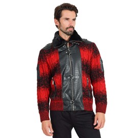 Barabas Men's Zipper Stand Collar Animal Print Winter Jacket 2SWZ1 Blue M