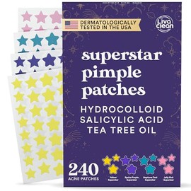 Parches Estrella para Granos en el Rostro Livaclean con Hidrocoloide, Aceite de rbol de T y cido Saliclico - Parches para Espinillas, Parches de...   