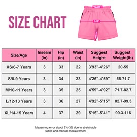 BIG ELEPHANT 3 Pcs Girls Athletic Shorts with Liner, Quick Dry Sports Shorts with Zipper Pockets for Running, Soccer, Cycling