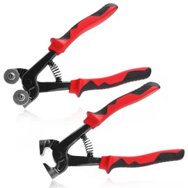 LEONTOOL Tile Nipper, Gouring Tile, Cutter, Blade Glass Tile Nipper, Tile Nippers with Tips, Glass Cutter, Glass Nipper, Roller Nipper, Mosaic Cutter, Red Black, TPR Grip, Tile Mosaic Cutter, Cutting and Breaking, Professional Tool Tool Nipper, Plasterin